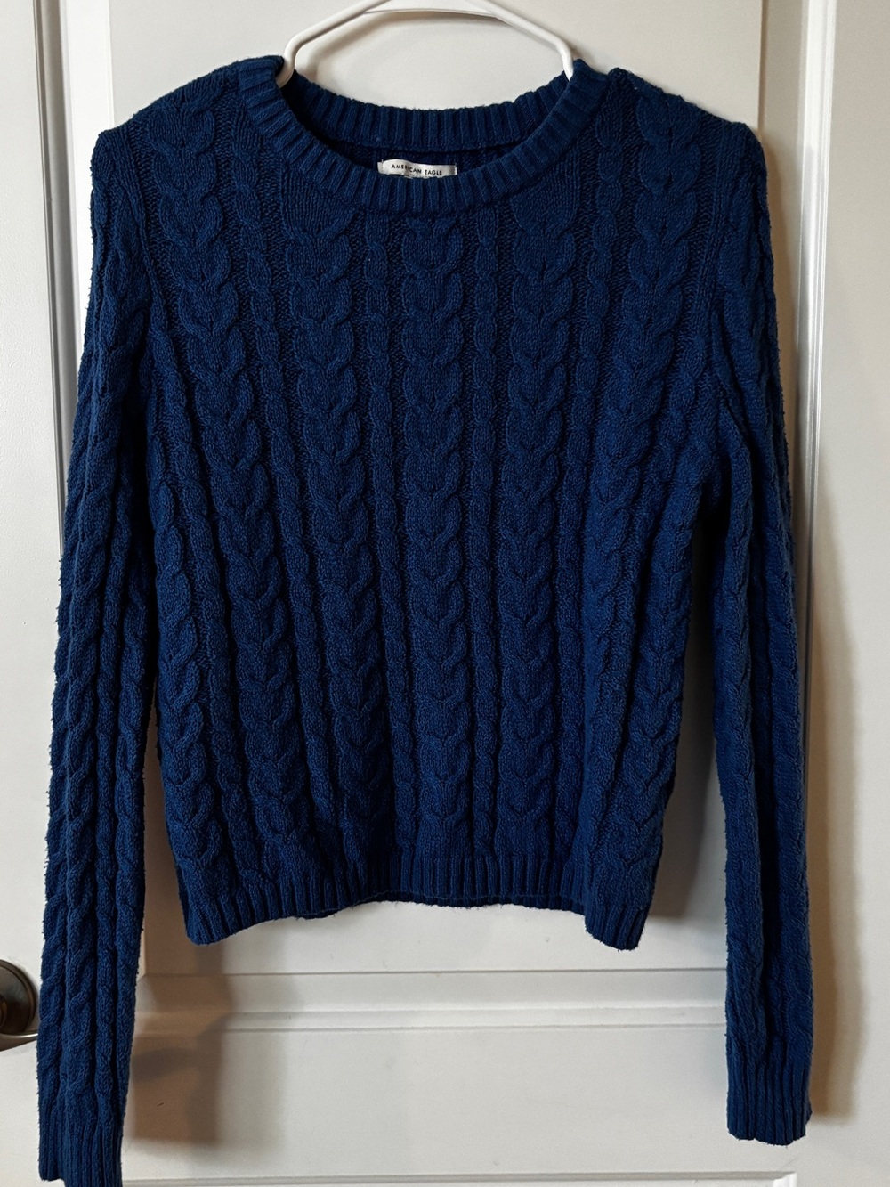 American Eagle Outfitters Navy Cable Knit Crewneck Sweater
